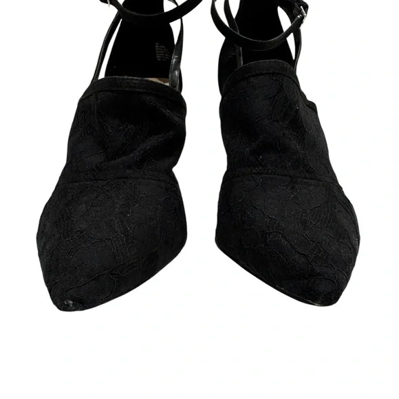 NINE WEST Sexy Lace Overlay Black Strap Pumps Heels 10 - Picture 9 of 17